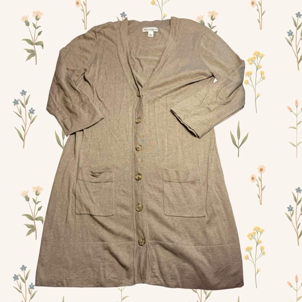 Banana Republic Silk Cashmere Blend Longline Cardigan Preppy Quiet Luxury Large